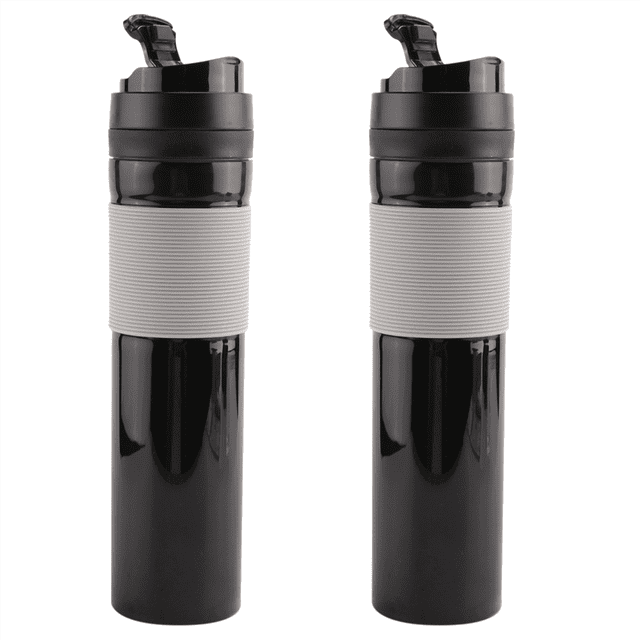 2X Coffee Maker French Press Travel Coffee Mug Portable Tea and Coffee Maker Bottle, Hot and Cold Coffee Brewer,2 x coffee press mug,Black