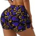 thumbnail image 2 of Naloa Golden Snake And Purple Rose Biker Shorts for Women Seamless Scrunch Short Women’s Yoga Shorts for Gym Running Sport Shorts - X-Large, 2 of 9