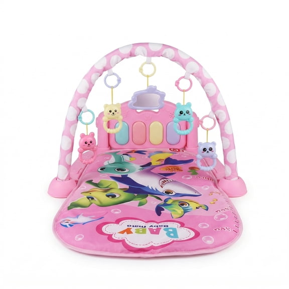 3-in-1 Baby Play Mat & Activity Gym for Infant,Kick and Play Piano Play Gym ,Musical Activity Fitness Gym, Newborn  ,Pink