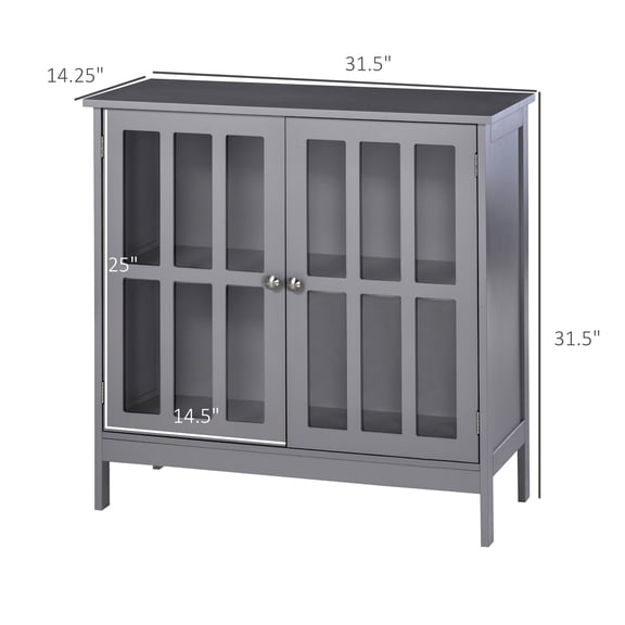SSLZ Contemporary Storage Cabinet, Cupboard Buffet Credenza with 2 Doors for Kitchen, Hallway, Living Room, Gray