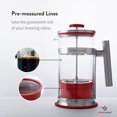 thumbnail image 2 of Simpli Press 34-Ounce Stainless Steel and Glass French Press Coffee Maker, Red, 2 of 15