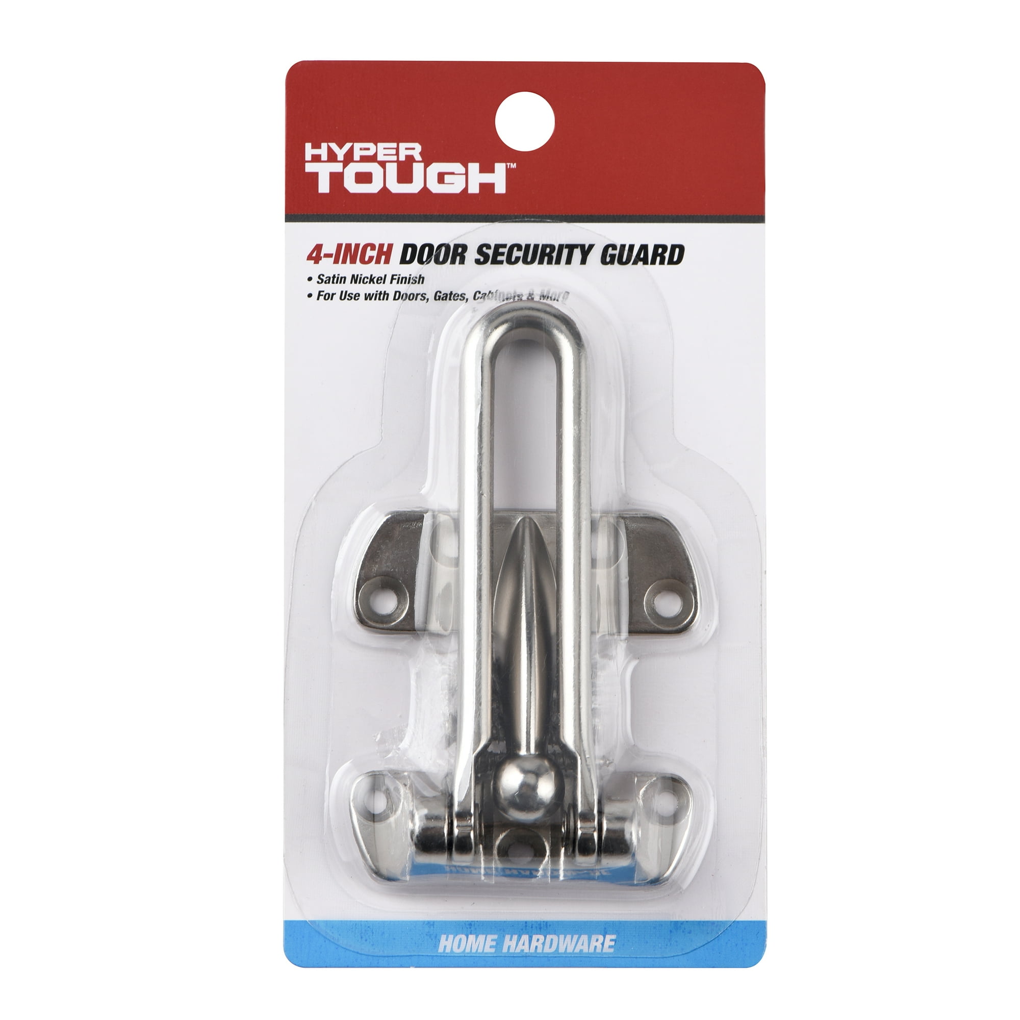 Hyper Tough New 4 inch New Steel Door Security Guard, Zinc Die Cast, Satin Nickel, mounting hardware included