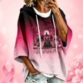 thumbnail image 2 of Arlun Women's Cancer Halloween Witch Print Hoodies in October We Wear Pink Hooded Sweatshirts Fall Oversized 3/4 Sleeve Loose Drop Shoulder Gradient Color Pullover Top, 2 of 6