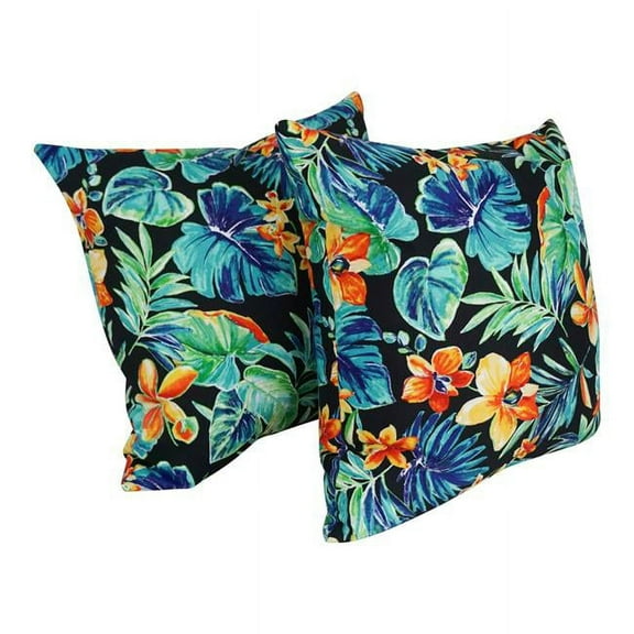Blazing Needles 9913-S2-REO-62 Spun Polyester Outdoor Floor Pillows, Beachcrest Caviar - Set of 2
