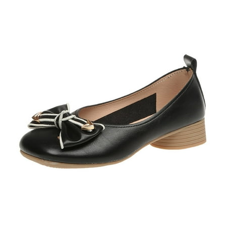 

Wesracia Spring And Autumn Fashion Shallow Mouth Leather Shoes Fairy Wind Round Toe Bow Casual Shoes