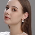 thumbnail image 4 of Gold Faux Pearl Drop Hoop Earrings for Women Cartilage 925 Sterling Silver Huggie Hoops Dangle Earring, 4 of 6