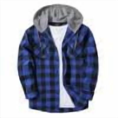 Taqqpue Men Hoodie Shirt Casual Button Down Long Sleeve Plaid Shirt Jacket Classic Drawstring Plus Size Shacket Coats with Pockets Under 10