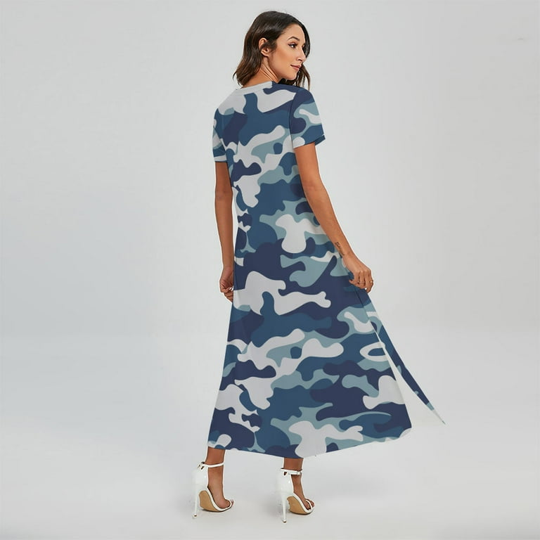 blue camouflage dress Mossy Oak CAMO flower girl dress in Satin with sash