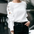 thumbnail image 3 of Blusa elegante de otoño VONDA de talla grande 5XL, color liso, a la moda, para mujer, 2024, con volantes, manga larga, holgada, informal, 3 of 5