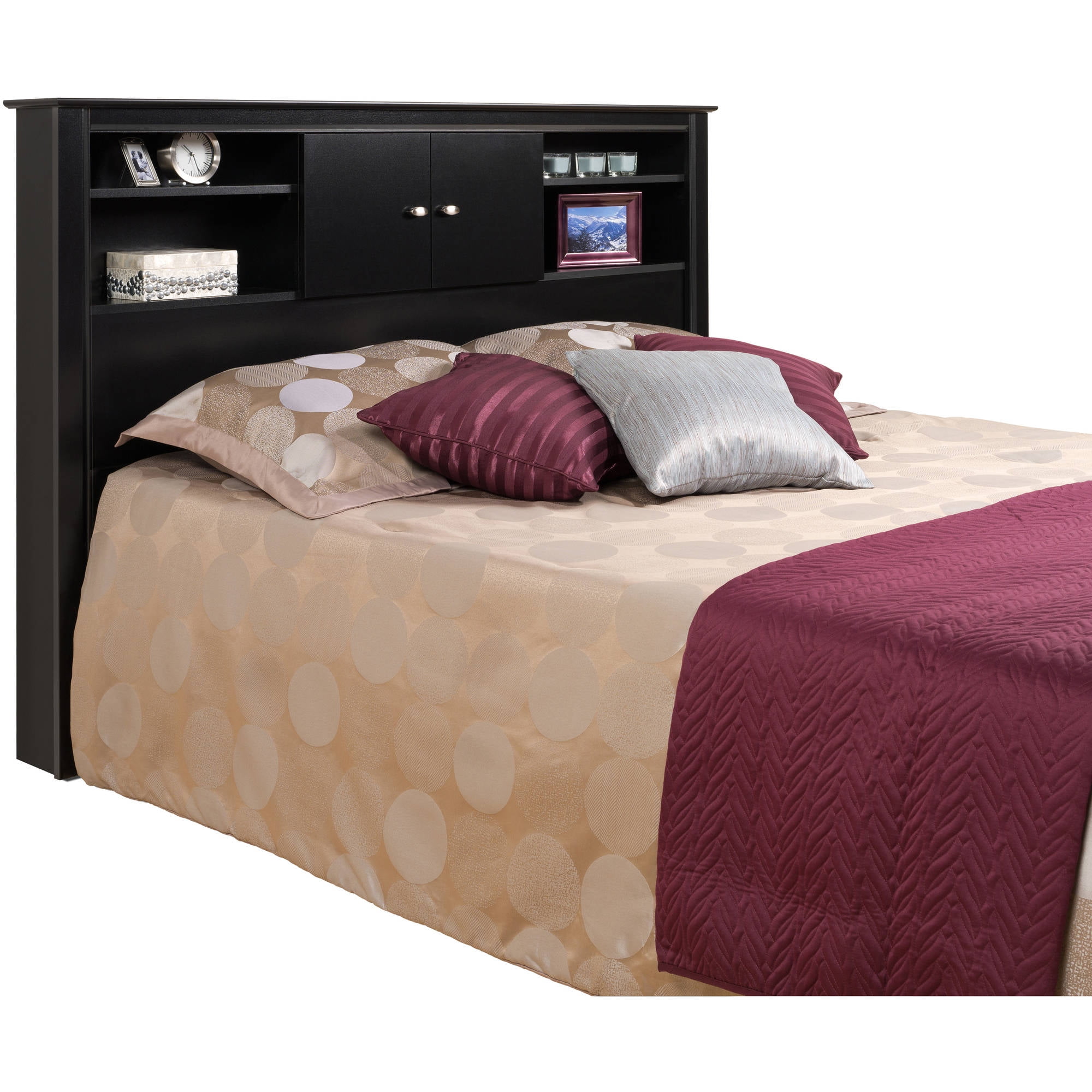 Prepac Black Kallisto Bookcase Headboard With Doors Walmart Com