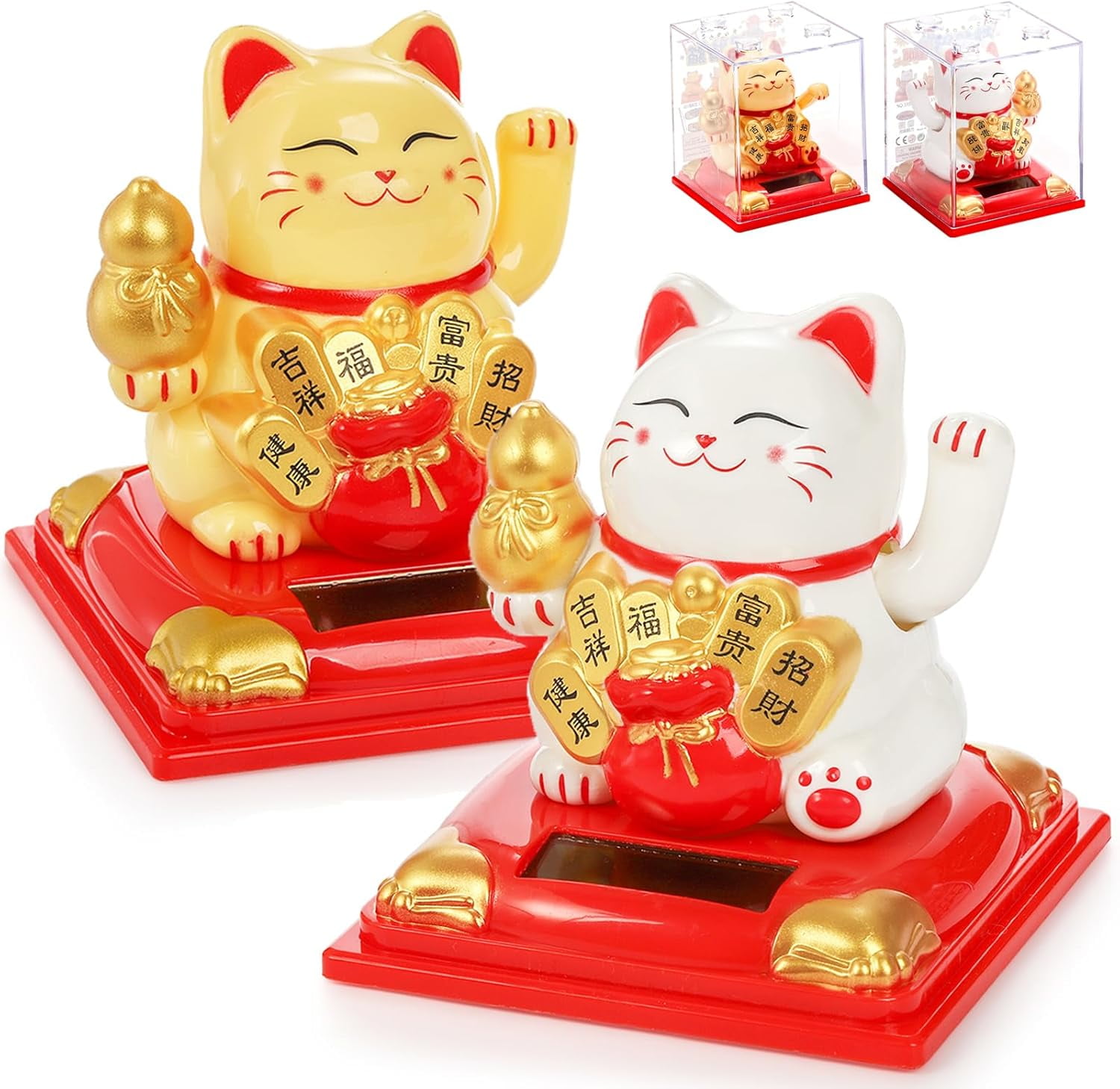 XXXXX Japanese Cute Lucky cat of good fortune with red bib ~ Solar