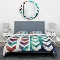 thumbnail image 2 of Designart 'Geometric Pattern of Red And Blue Arrows' Geometric Duvet Cover Set, 2 of 4