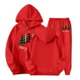 thumbnail image 4 of Girls Boys Christmas Sweatsuit Set 2 Piece Graphic Long Sleeve Pullover Holiday Tops Jogger Set Girls Size 9-10 Years Clothes, 4 of 4