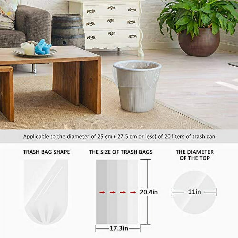 4 Gallon Trash Bag (120 Bags) CCLINERS Small White Drawstring Bathroom  Garbage Bags 15 Liter 2 Gal 3 Gal Wastebasket Trash Can Liners for Home  Office
