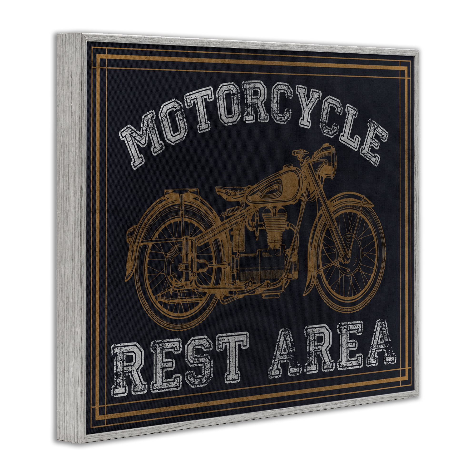 Stupell Industries Motorcycle Rest Area Gray Framed Giclee Art, design by Marcus Prime