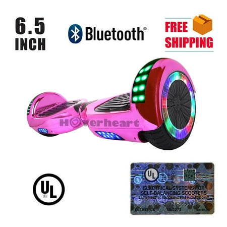 UL2272 Certified TOP LED 6.5" Hoverboard Two Wheel Self Balancing Scooter Chrome Pink