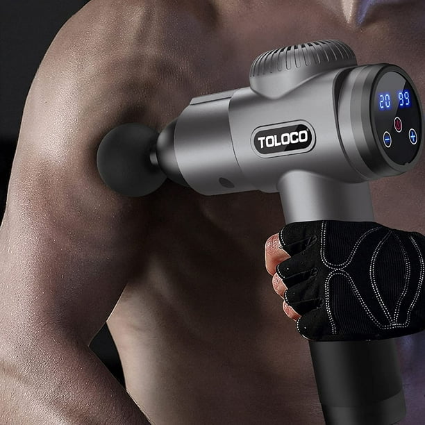 TOLOCO Massage Gun Upgrade Percussion Muscle Massage Gun for Athletes Handheld Deep Tissue Massager (Black)