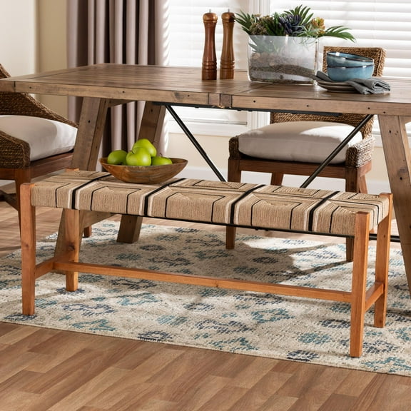 bali & pari Prita Boho Dining Bench, Natural Brown