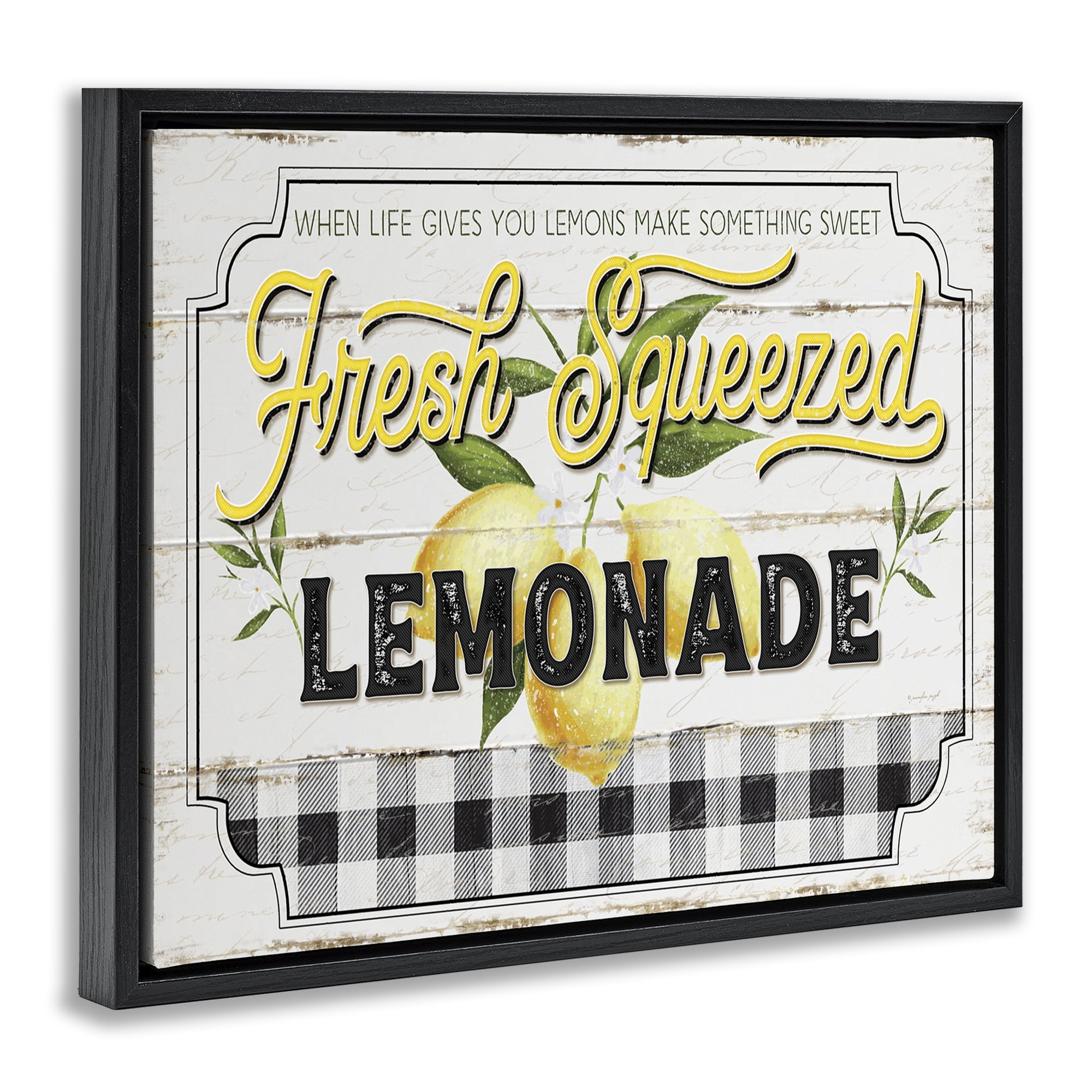 Stupell Industries Charming Rustic Lemonade Typography Painting Black Floater Framed Canvas Art Print Wall Art, 31 x 25