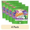 (4 pack) Gain Flings Laundry Detergent Soap Pacs, 16 Ct, Moonlight Breeze