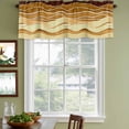 thumbnail image 3 of Coastal Yellow Curtain Valances for Windows, Kitchen Valance Window Treatments Panel 2 Pack, Ombre Ocean Wave Stripes Brown Beach Sand Rod Pocket Short Curtains for Bathroom Bedroom 60 x 18 Inch, 3 of 8