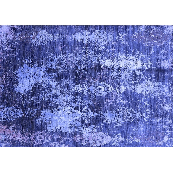 Ahgly Company Machine Washable Indoor Rectangle Oriental Blue Industrial Area Rugs, 7' x 10'