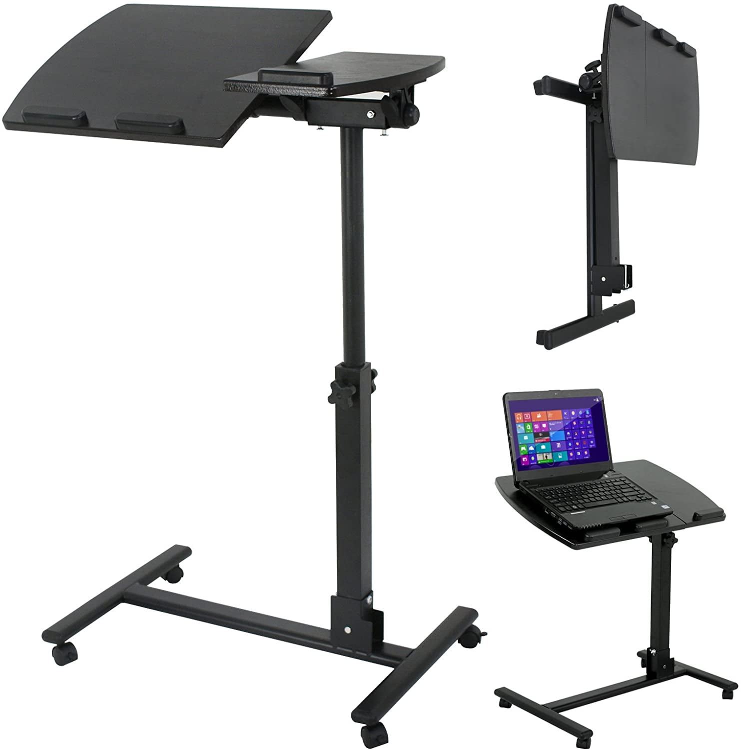 Springg Overbed Angle & Height Adjustable Mobile Rolling Laptop Stand with Lockable Wheels Sofa/Bed Side Table Hospital Table Stand Cart