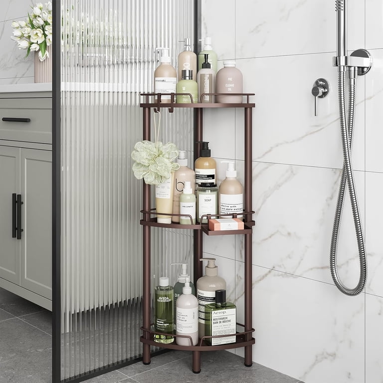 ONXE Corner Shower Caddy Suction Cup,Shower Shelves With Hooks,No