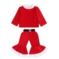 thumbnail image 3 of GYRATEDREAM Toddler Girl Christmas Outfit Kid Santa Costumes Plush Flared Pants Hat Holiday Suit Toddler Christmas Gifts 6M-13T, 3 of 18