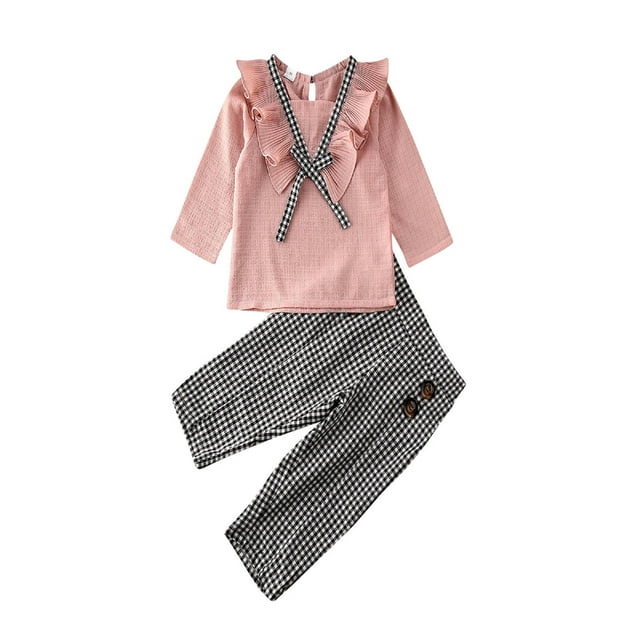 xiaxaixu Ensemble pour Filles, Haut Patchwork à Manches Longues + Pantalon Long à Carreaux