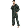 thumbnail image 2 of SWSMCLT Men's Long Sleeve Onesies Pajamas Soft Warm Fall Trendy Sleeping Winter Thick Zip Up One Piece Sleepwear Dark Green X-Large, 2 of 4