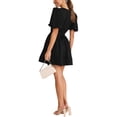 thumbnail image 6 of Biekopu Women Summer Casual A-line Dress,Solid Color Deep V-Neck Short Puff Sleeve Mini Party Short Dress, 6 of 6