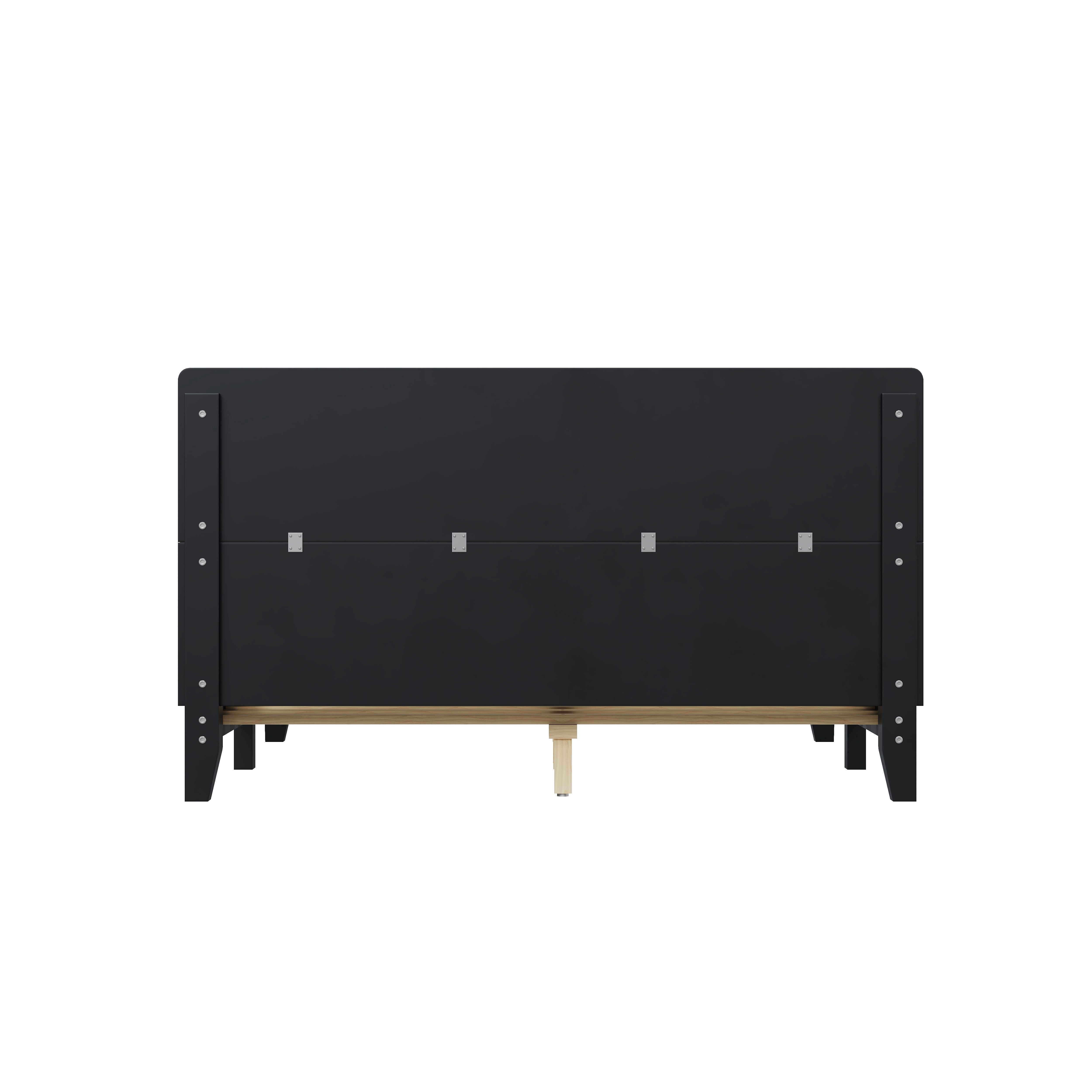 Mintazer Queen Size Platform Bed Frame with Headboard, Modern Bed with Slatted Support, No Box Spring Needed, Black