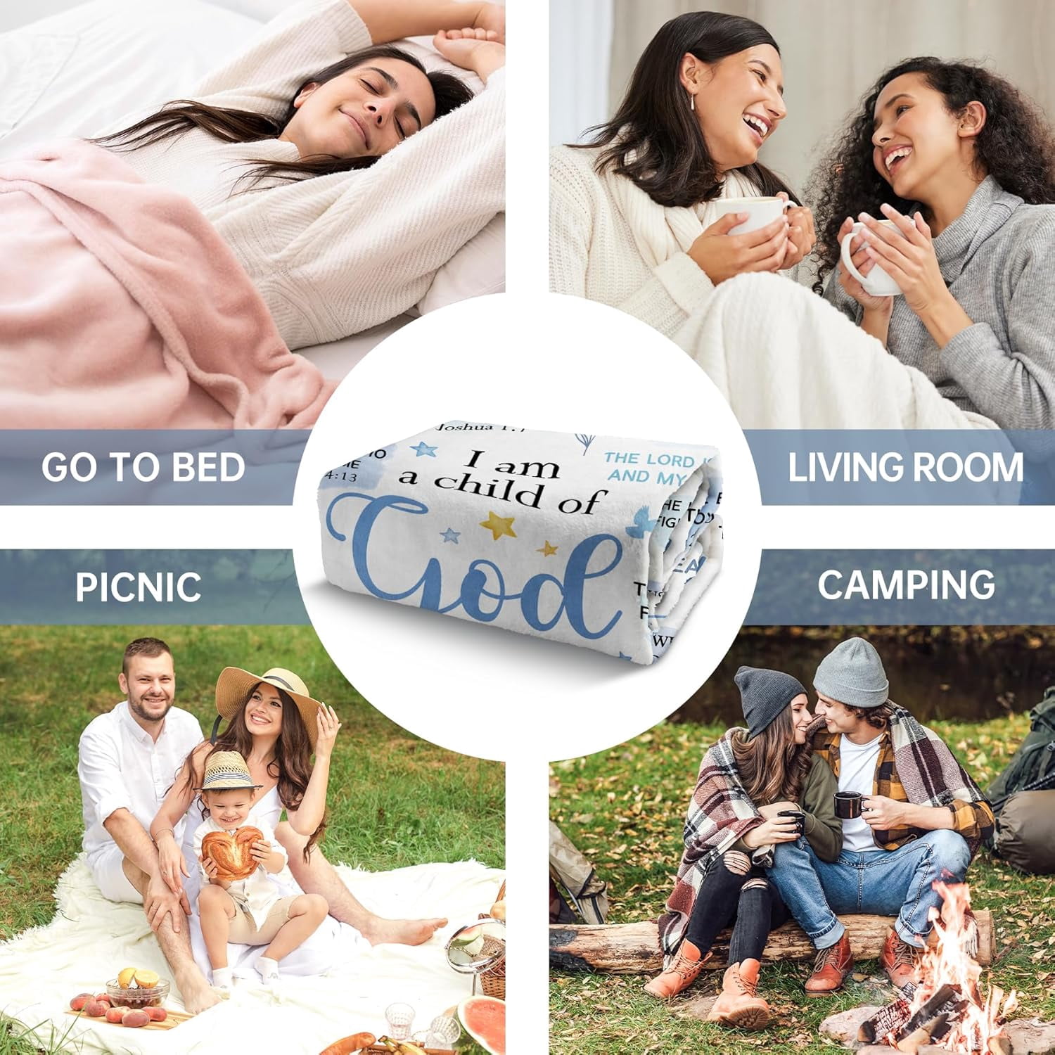 Baptism Gifts for Boys, I Am a Child of God Blanket, Christian Gifts for Boys Birthday, Christmas Inspirational Catholic Christening Gift for Men, Brother, Grandson, Teen Boys