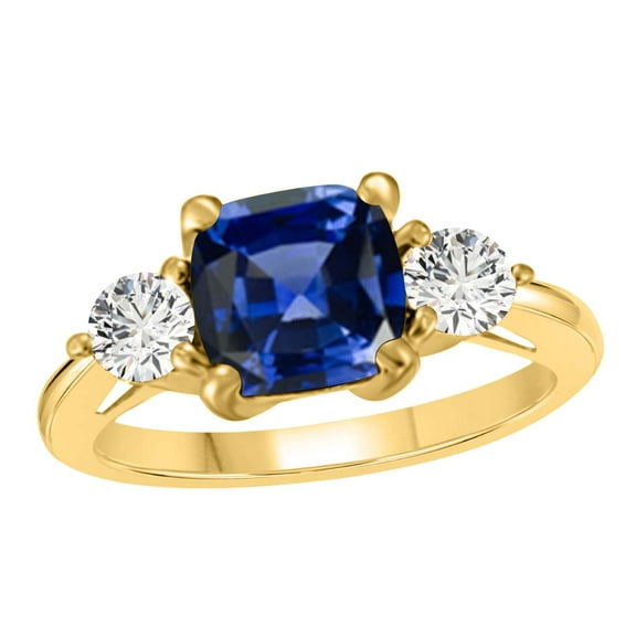 AoneJewelry Diamond and Tanzanite Three stone Ring 2.20 Carat In 10K Solid Rose, White & Yellow Gold