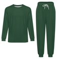 thumbnail image 3 of Dark Green Men's Pajama Set Sleepwear Pjs Lightweight Long Sleeve Crewneck Shirts and Bottoms Soft Comfy Sleep Sets 2XL, 3 of 5