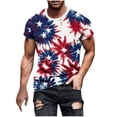 thumbnail image 2 of UVEASISHA Men's Fashion Summer T Shirts USA Flag Printed Short Sleeve Round Neck T-Shirt Novelty Graphic Hip Hop Street Tops Blue XXL, 2 of 5