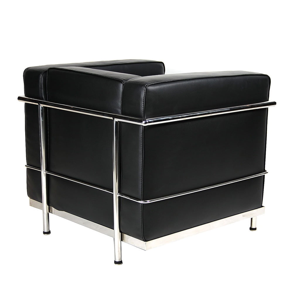 Kepooman Contemporary Genuine Leather Sofa Chairs, Modern Upholstery Lounge Single-seat Chair with Encasing Steel Frame, Accent Armchairs for Living Room Bedroom Office Waitting Room Pavilion, Black Kepooman Contemporary Genuine Leather Sofa Chairs, Modern Upholstery Lounge Single-seat Chair with Encasing Steel Frame, Accent Armchairs for Living Room Bedroom Office Waitting Room Pavilion, Black