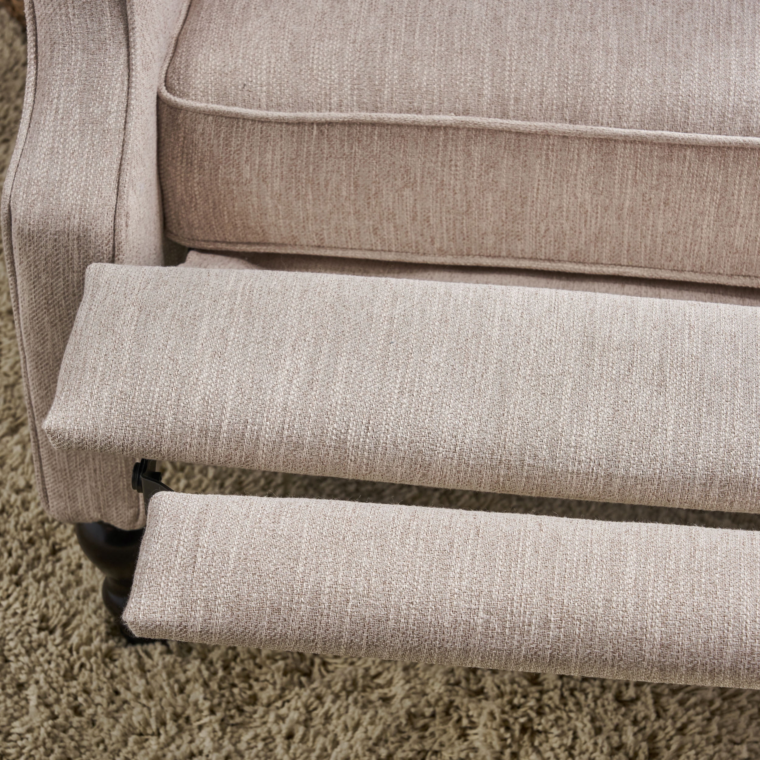 GDF Studio Dunham Contemporary Fabric Tufted Oversized Pushback Recliner, Beige and Dark Brown