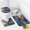 thumbnail image 4 of Watercolor Castle Magic Dragon 4 Pcs Waterproof Shower Curtain Set,Vintage Western Mid Century Architecture Anime Dragon with Waterproof Toilet Cover Shower Mat Rugs, 4 of 8