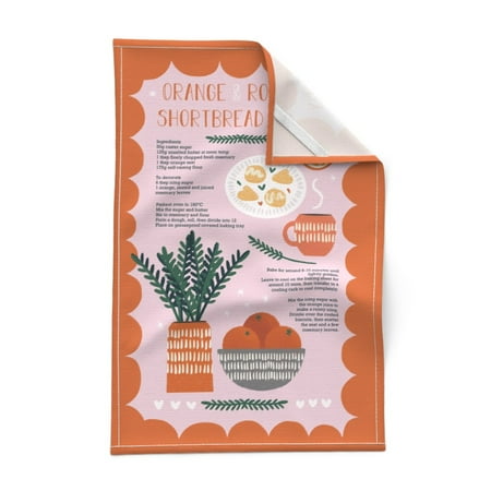 

Printed Tea Towel Linen Cotton Canvas - Orange Cookie Recipe Baking Baker Kitchen Print Decorative Kitchen Towel by Spoonflower