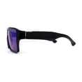 thumbnail image 3 of Mens Color Mirror Flat Top Mobster Rectangle Racer Sunglasses Shiny Black Teal Mirror, 3 of 4