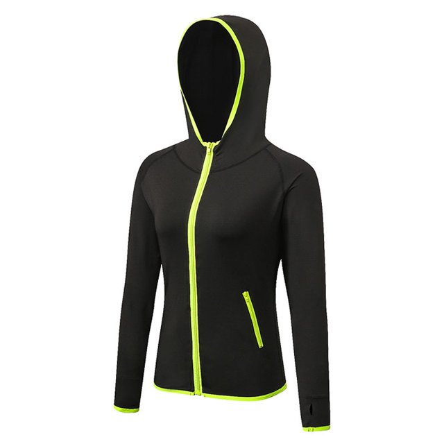 Abrigo deportivo de otoño e invierno para mujer, para fitness, yoga, entrenamiento, running, con cremallera a juego de colores, sudadera con capucha, abrigo de secado rápido