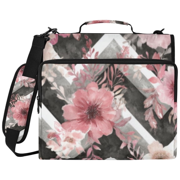 DIXRUYEE Zipper Binder File Keeper Documents Organized-Floral and Chevron Mixed Of Pattern