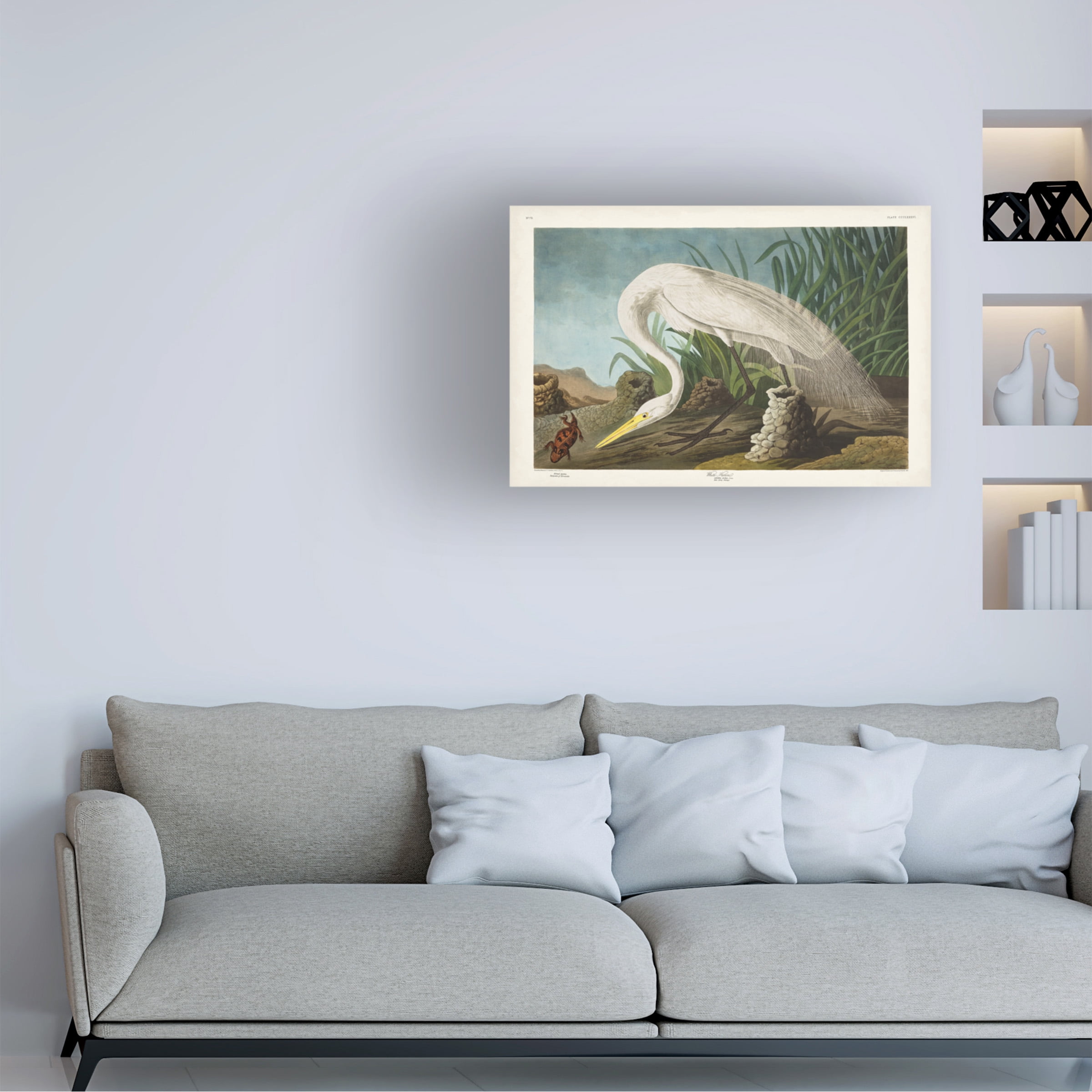 John James Audubon 'White Heron' Canvas Art
