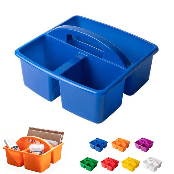 Portable 3 Compartments Storage with Carrying Handle,Divided Basket, Multiuse Arts Caddies, for Home Room School Supplies Storage
