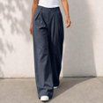 thumbnail image 5 of Ozmmyan 2026 Wide Leg Pants for Womens High Waist Pleated Button Zip Front Business Palazzo Pants with Pockets ﻿, 5 of 5