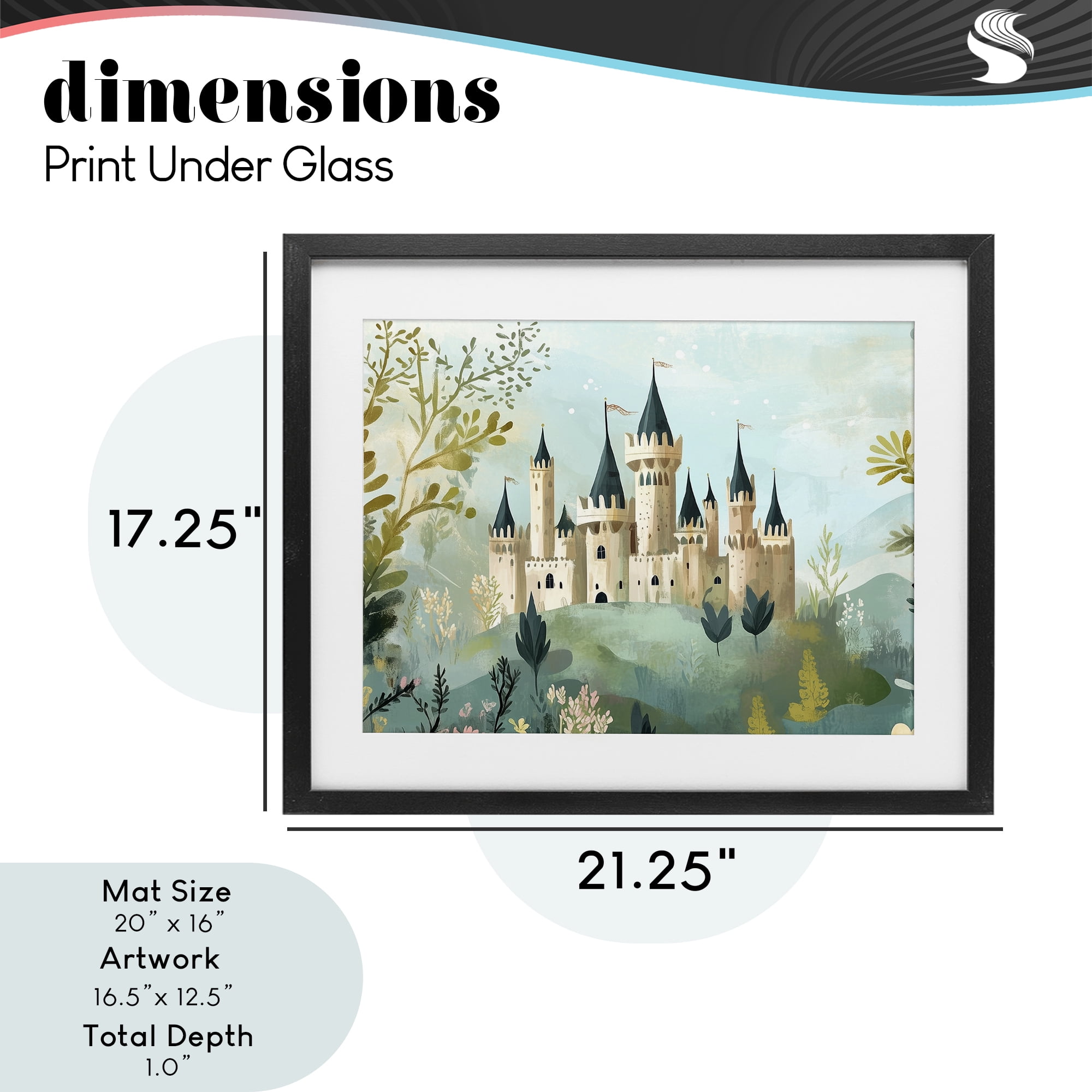 Stupell Industries Princess' Castle View Black Framed Print Under Glass, design by Christine Simpson Art