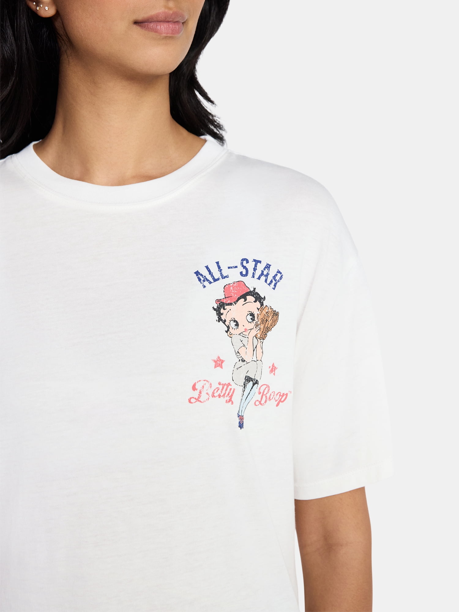 Betty Boop Women's Americana Front Back Graphic Tee with Short Sleeves, Sizes XXS-XXL