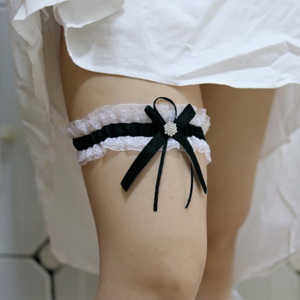 Ligas blancas para novia (2 piezas), liga de boda con encaje elástico, conjunto de liga de boda, accesorios de novia